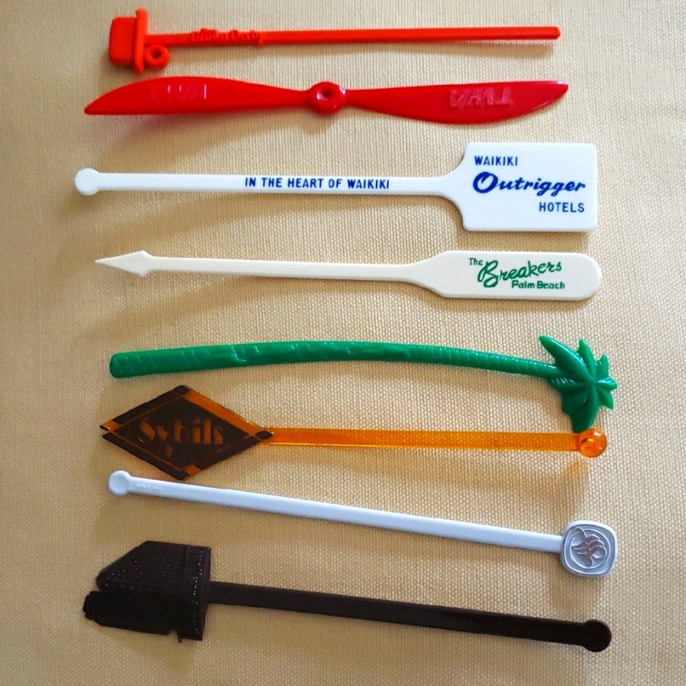 Vintage Swizzle Drink Stirrers Set Of 8